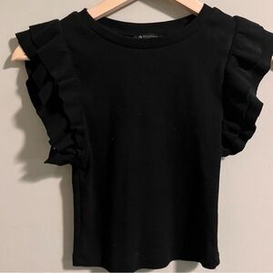 Zara crop top frilly sleeves